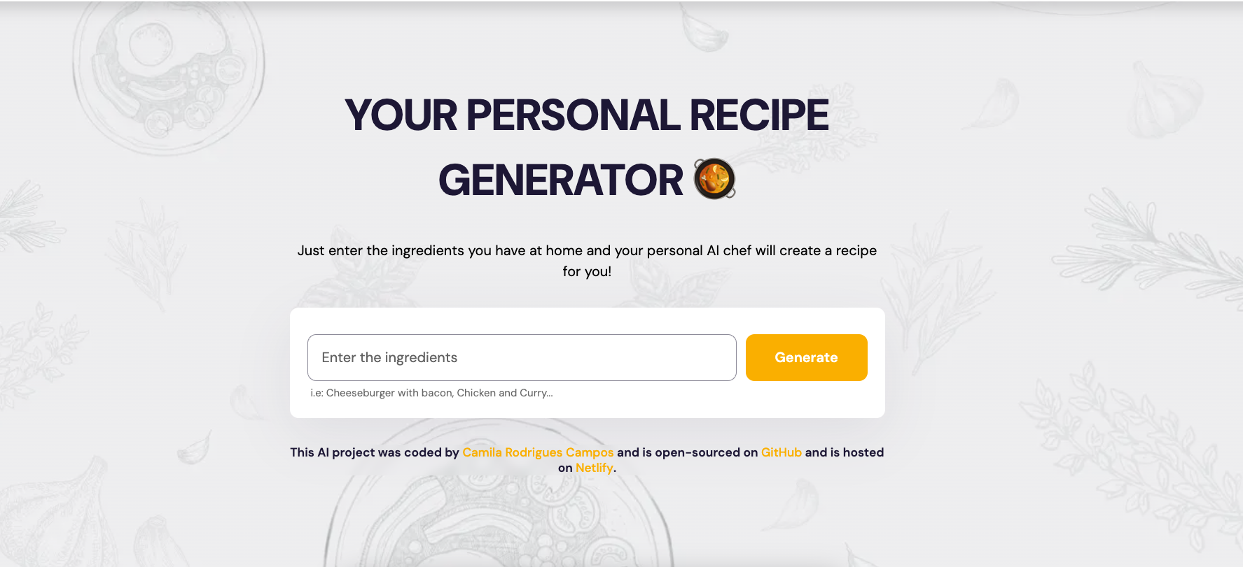 AI Recipe Generator Project